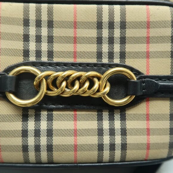 Burberry Brown Leather&Cloth Shoulder Bag 385-122824 - Picture 8 of 12